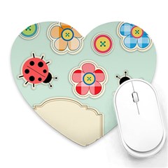 Buttons & Ladybugs Cute Heart Mousepads by Simbadda