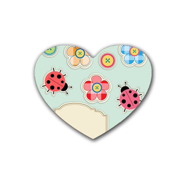 Buttons & Ladybugs Cute Rubber Coaster (Heart) 