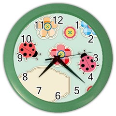 Buttons & Ladybugs Cute Color Wall Clocks by Simbadda