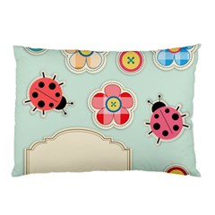 Buttons & Ladybugs Cute Pillow Case by Simbadda