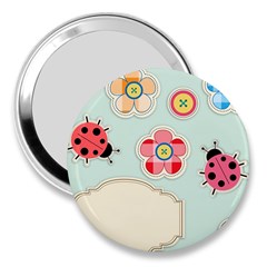 Buttons & Ladybugs Cute 3  Handbag Mirrors by Simbadda