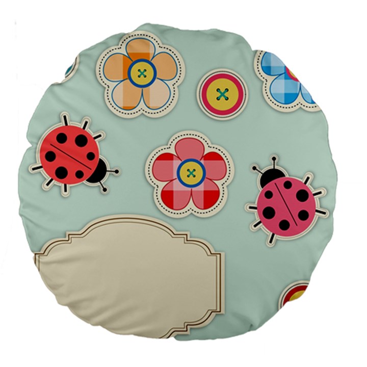 Buttons & Ladybugs Cute Large 18  Premium Round Cushions