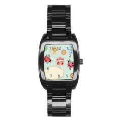 Buttons & Ladybugs Cute Stainless Steel Barrel Watch by Simbadda