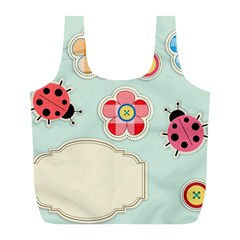 Buttons & Ladybugs Cute Full Print Recycle Bags (l)  by Simbadda