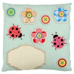 Buttons & Ladybugs Cute Large Flano Cushion Case (one Side) by Simbadda