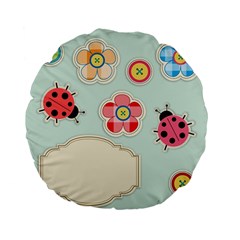 Buttons & Ladybugs Cute Standard 15  Premium Flano Round Cushions by Simbadda