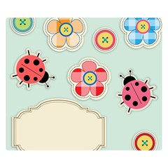 Buttons & Ladybugs Cute Double Sided Flano Blanket (small)  by Simbadda