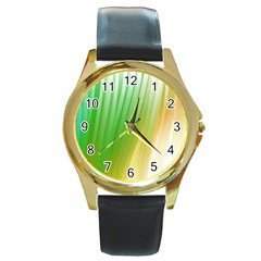 Folded Paint Texture Background Round Gold Metal Watch by Simbadda