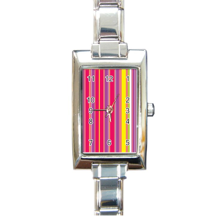 Stripes Colorful Background Rectangle Italian Charm Watch