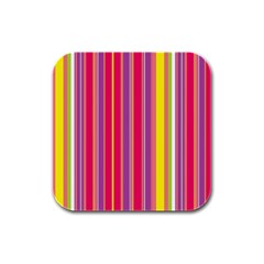 Stripes Colorful Background Rubber Square Coaster (4 Pack)  by Simbadda