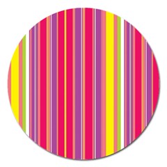 Stripes Colorful Background Magnet 5  (round) by Simbadda