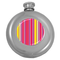 Stripes Colorful Background Round Hip Flask (5 Oz) by Simbadda