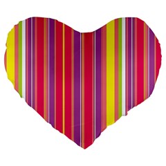 Stripes Colorful Background Large 19  Premium Flano Heart Shape Cushions by Simbadda