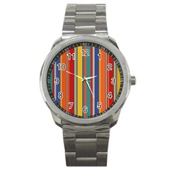 Stripes Background Colorful Sport Metal Watch by Simbadda