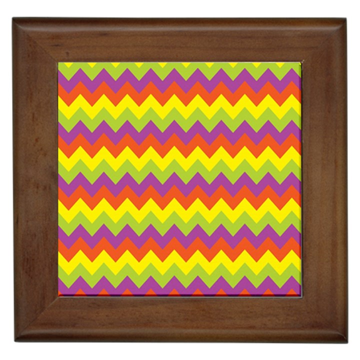 Colorful Zigzag Stripes Background Framed Tiles