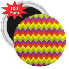 Colorful Zigzag Stripes Background 3  Magnets (100 Pack) by Simbadda