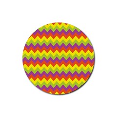 Colorful Zigzag Stripes Background Rubber Round Coaster (4 Pack)  by Simbadda