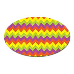 Colorful Zigzag Stripes Background Oval Magnet by Simbadda