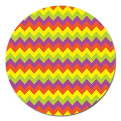 Colorful Zigzag Stripes Background Magnet 5  (round) by Simbadda