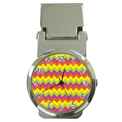 Colorful Zigzag Stripes Background Money Clip Watches by Simbadda