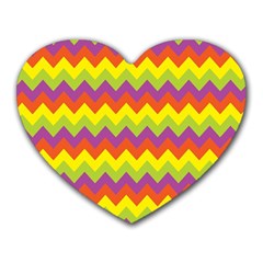 Colorful Zigzag Stripes Background Heart Mousepads by Simbadda