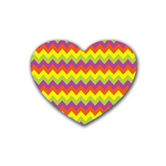 Colorful Zigzag Stripes Background Heart Coaster (4 Pack)  by Simbadda