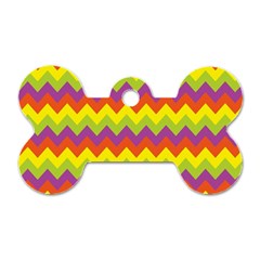 Colorful Zigzag Stripes Background Dog Tag Bone (one Side) by Simbadda