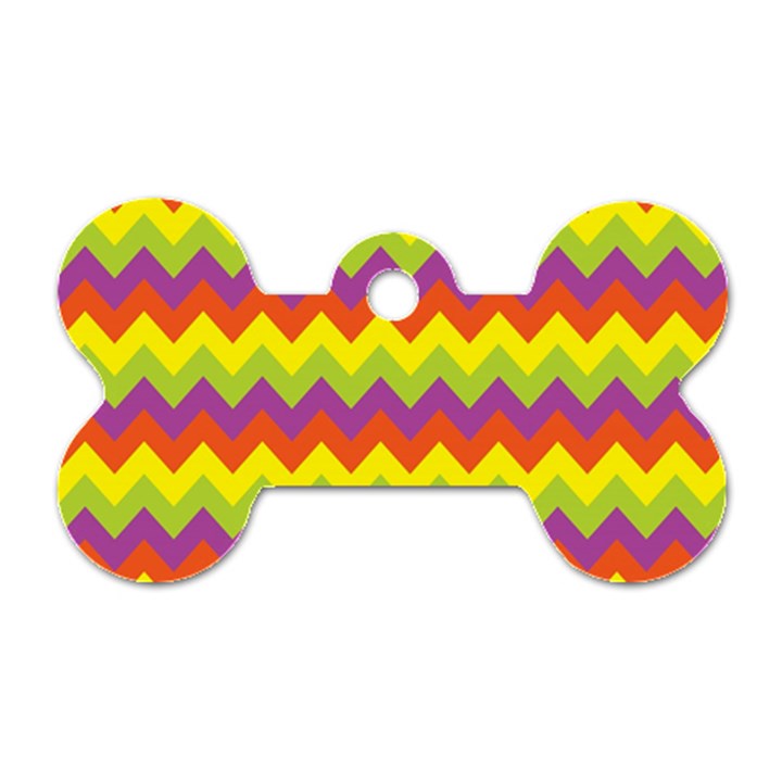 Colorful Zigzag Stripes Background Dog Tag Bone (One Side)