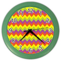 Colorful Zigzag Stripes Background Color Wall Clocks by Simbadda