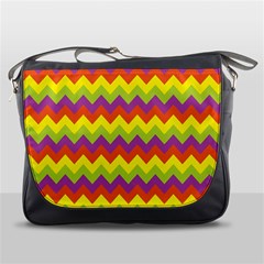 Colorful Zigzag Stripes Background Messenger Bags by Simbadda