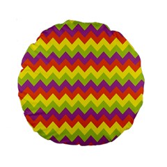 Colorful Zigzag Stripes Background Standard 15  Premium Round Cushions by Simbadda