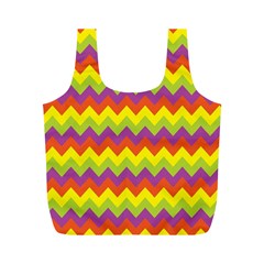 Colorful Zigzag Stripes Background Full Print Recycle Bags (m)  by Simbadda