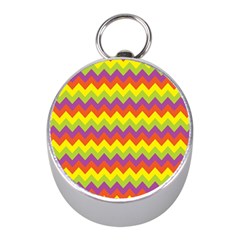 Colorful Zigzag Stripes Background Mini Silver Compasses by Simbadda