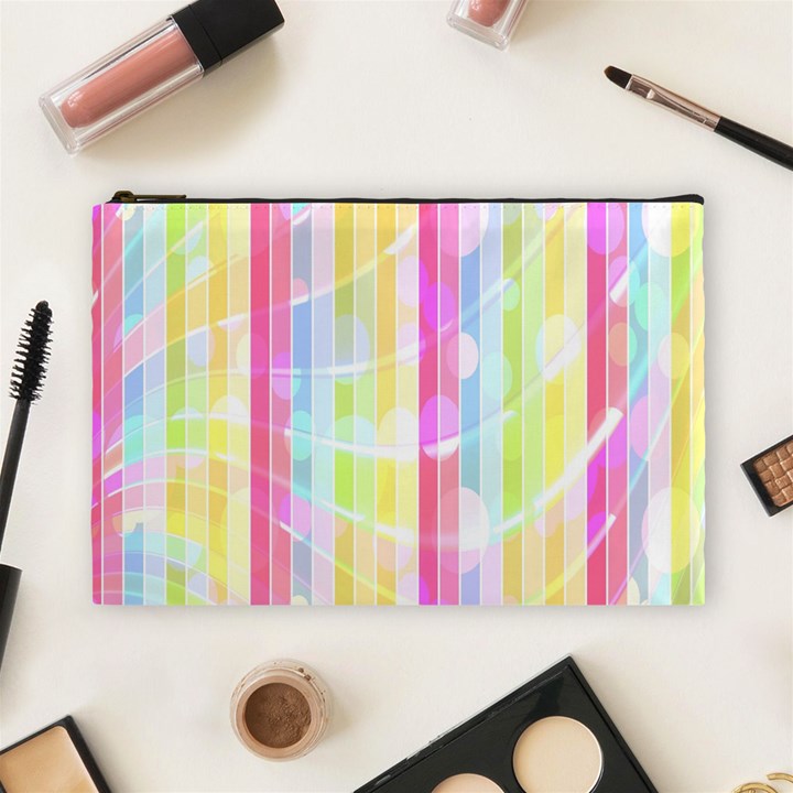 Abstract Stripes Colorful Background Cosmetic Bag (Large) 