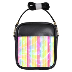 Abstract Stripes Colorful Background Girls Sling Bags by Simbadda