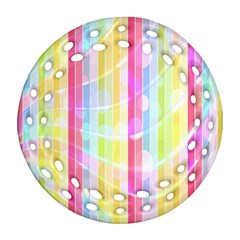 Abstract Stripes Colorful Background Round Filigree Ornament (two Sides) by Simbadda