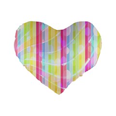 Abstract Stripes Colorful Background Standard 16  Premium Heart Shape Cushions by Simbadda