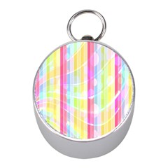 Abstract Stripes Colorful Background Mini Silver Compasses by Simbadda