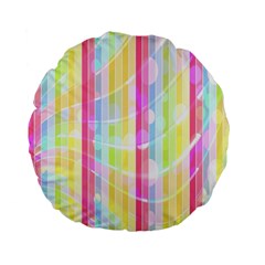 Abstract Stripes Colorful Background Standard 15  Premium Flano Round Cushions by Simbadda