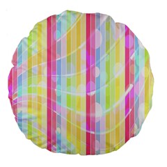 Abstract Stripes Colorful Background Large 18  Premium Flano Round Cushions by Simbadda