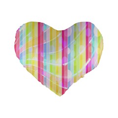 Abstract Stripes Colorful Background Standard 16  Premium Flano Heart Shape Cushions by Simbadda