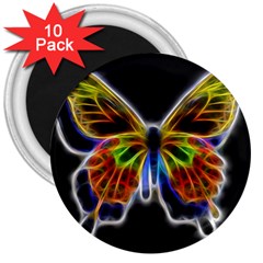 Fractal Butterfly 3  Magnets (10 Pack)  by Simbadda