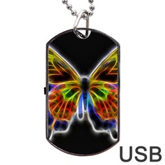 Fractal Butterfly Dog Tag Usb Flash (two Sides)