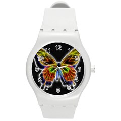 Fractal Butterfly Round Plastic Sport Watch (m) by Simbadda