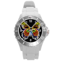 Fractal Butterfly Round Plastic Sport Watch (l) by Simbadda