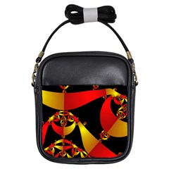 Fractal Ribbons Girls Sling Bags by Simbadda