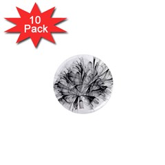 Fractal Black Flower 1  Mini Magnet (10 Pack)  by Simbadda