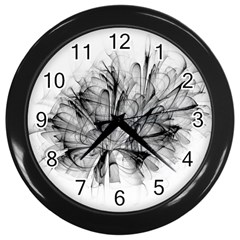 Fractal Black Flower Wall Clocks (black) by Simbadda