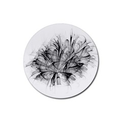 Fractal Black Flower Rubber Coaster (round)  by Simbadda