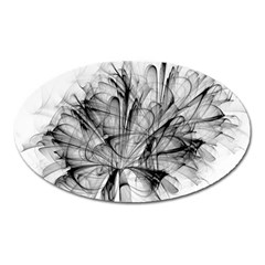 Fractal Black Flower Oval Magnet by Simbadda